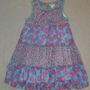 Kate Spade Girl's Floral Chiffon Trapeze Dress, Blue & Pink, Fully Lined Size 10